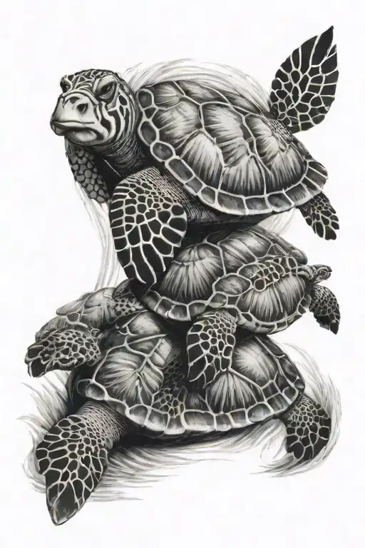 Zebra And Sea Turtle Swimming