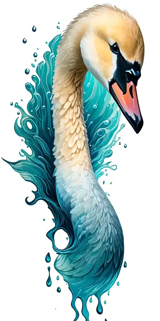 Swan With The Mox Of Ocean And Rainy Skin