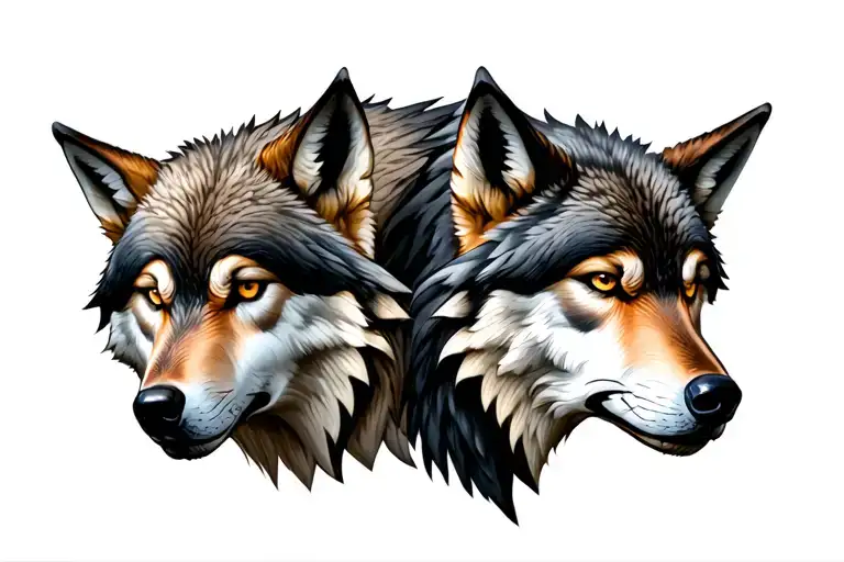 Griffin Facing A Wolf Full Body