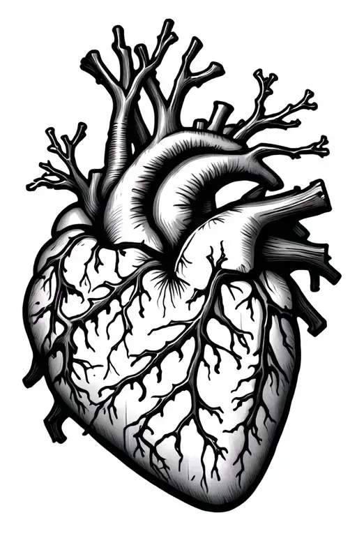 Real Heart With Tree Branches