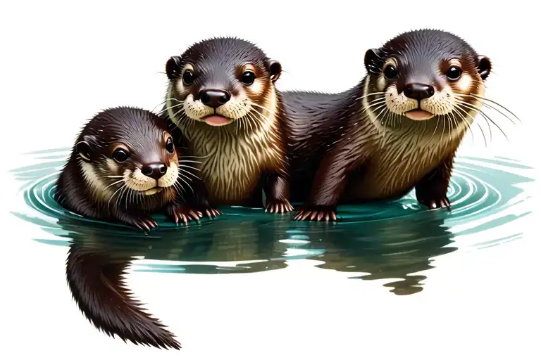 1 Otter Mom On 2 Otter Babies