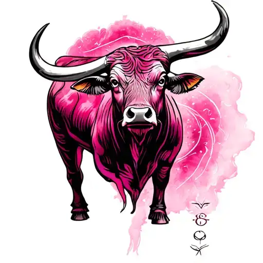 Astrological Sign Bull With Pink
