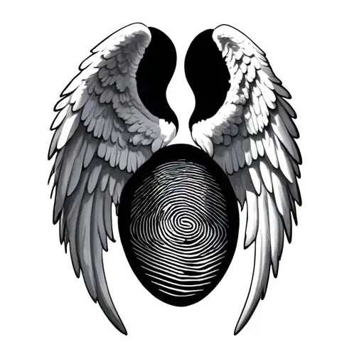 Angel Wings With A Fingerprint Inside
