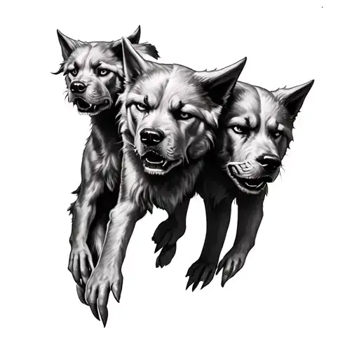 3 Headed Cerberus Hand Tattoo Design