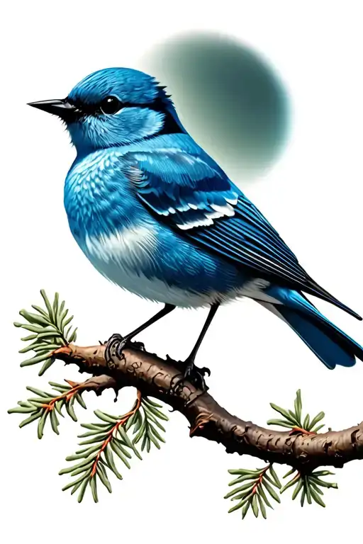 Mountain Bluebird Sitting On Branch