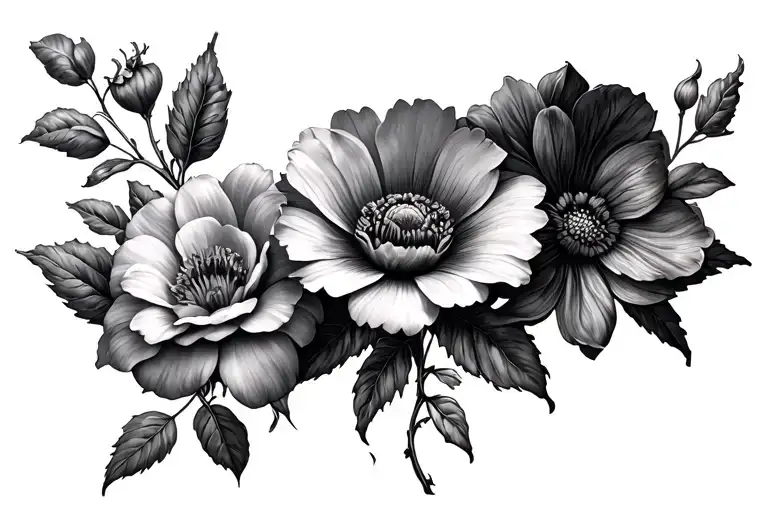 Different Flowers On A Linear