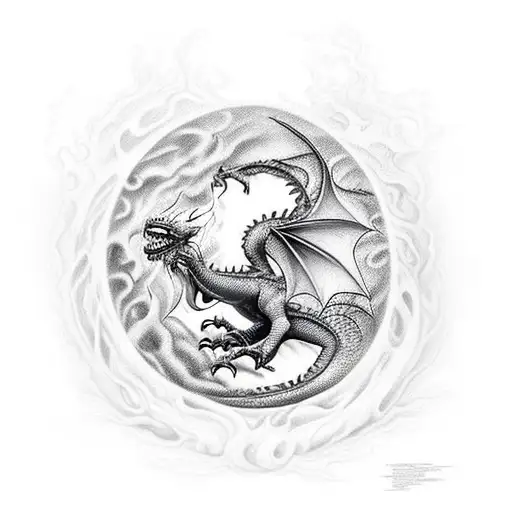 With A Dragon Inside The Hourglass Blowing Fire Up At Falling Sand