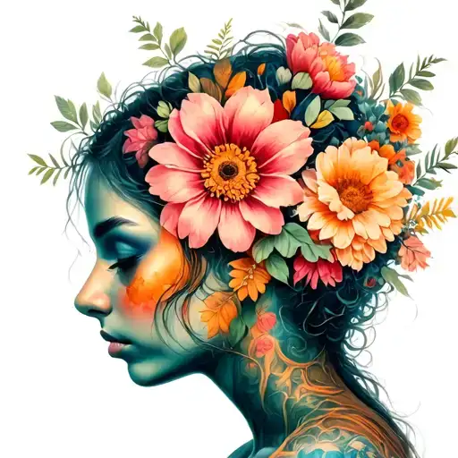 Tree Woman Morph With Flowers