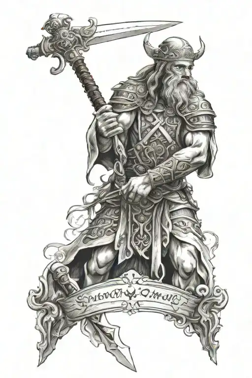 Slavic God Holding Sword