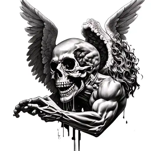 Skull Angel Worrier Fighting To His Last Breath