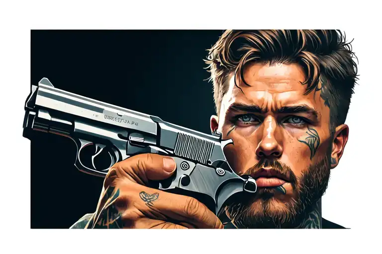 Guy Facing Front With Gun In Mouth