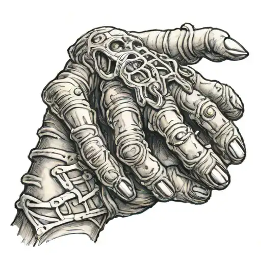 Mummy Bandages On Hand With A Hiddensee Dagger