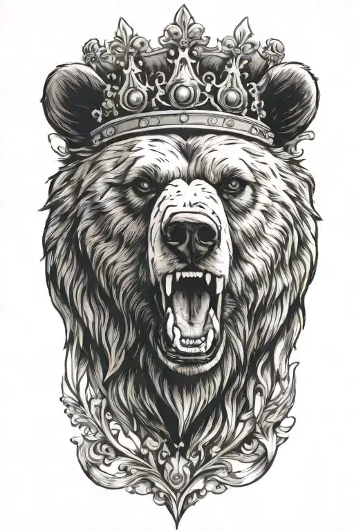 Bear Roaring With A Crown