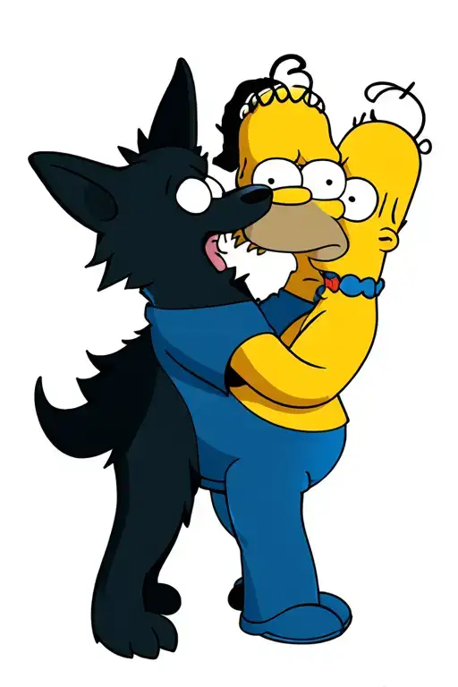 Homer Simpson Kissing Wolf