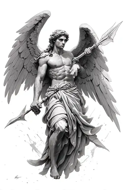 Archangel With Spear Pointing Down