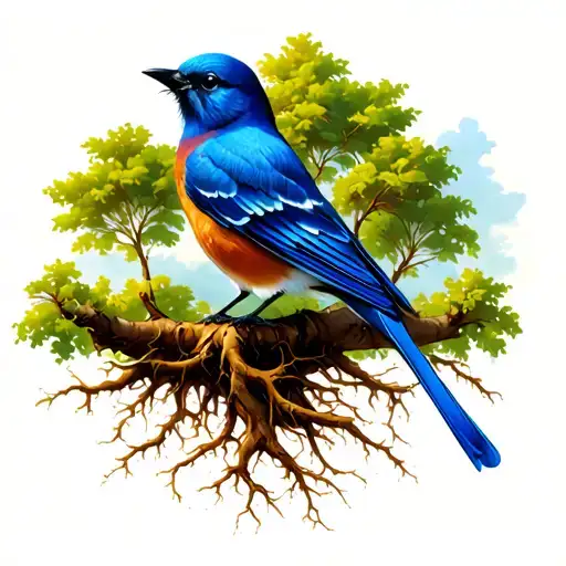 Bluebird Tree With Roots