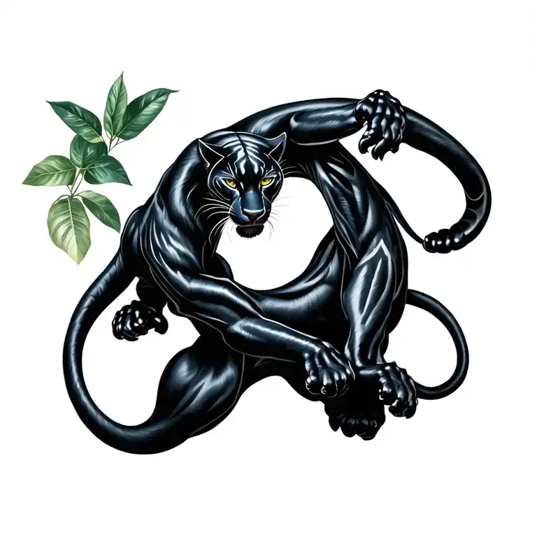 Black Panther In Full Growth Intertwined