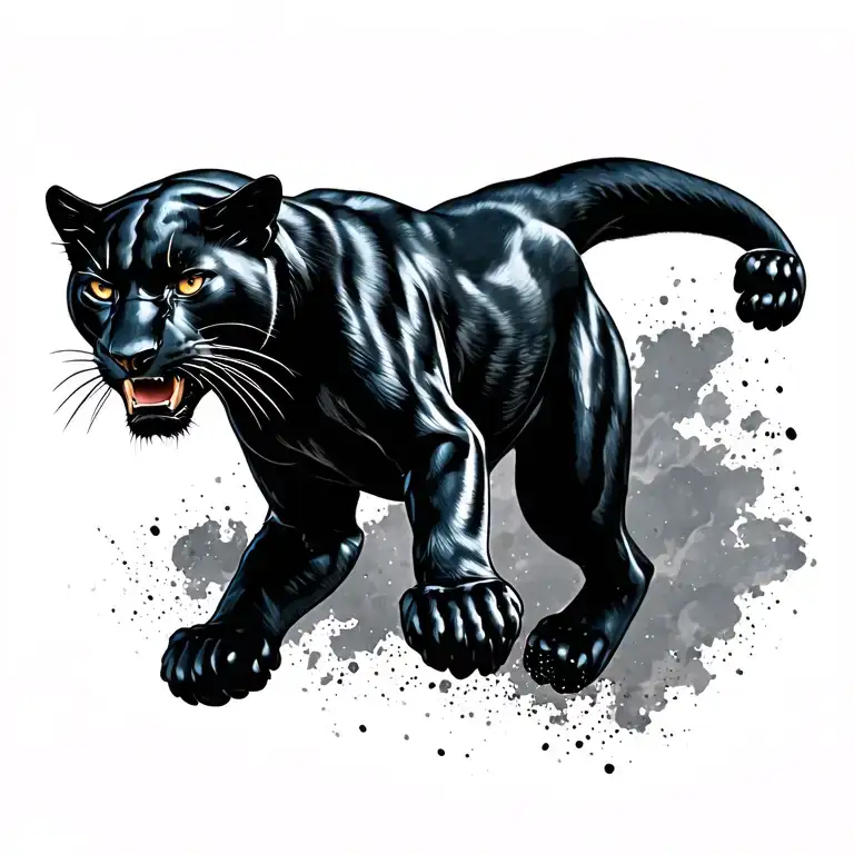 Black Panther In A Jump