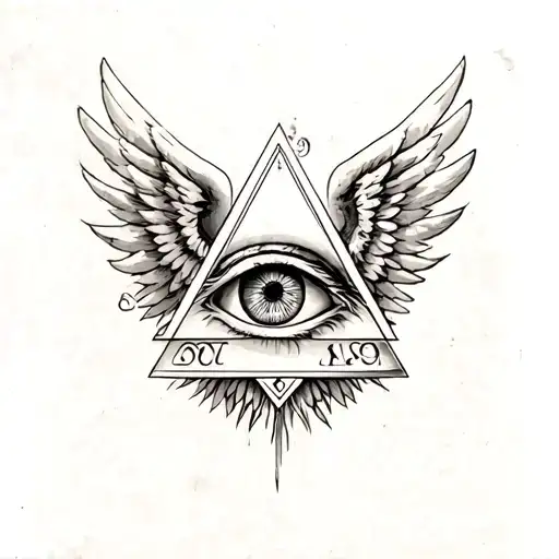 Illuminati Eye Triangle With Black Angel Wings