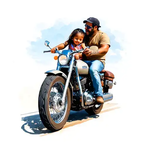 Dad And Daughter On A Motorcycle Ride