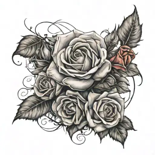 A Rose And Flower Bouquet With Hidden Game Symbols Intertwined