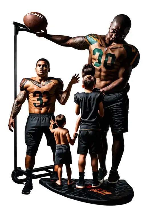 Football And Family Of 3 And Gym Weighs