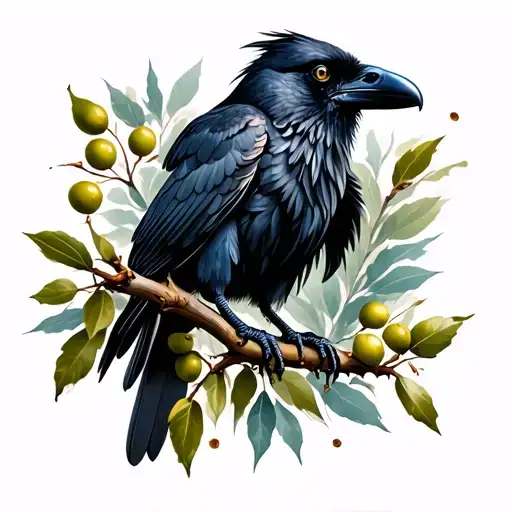 Steam Punk Raven On An Olive Branch