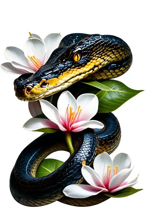 Snake Slithering In Magnolias