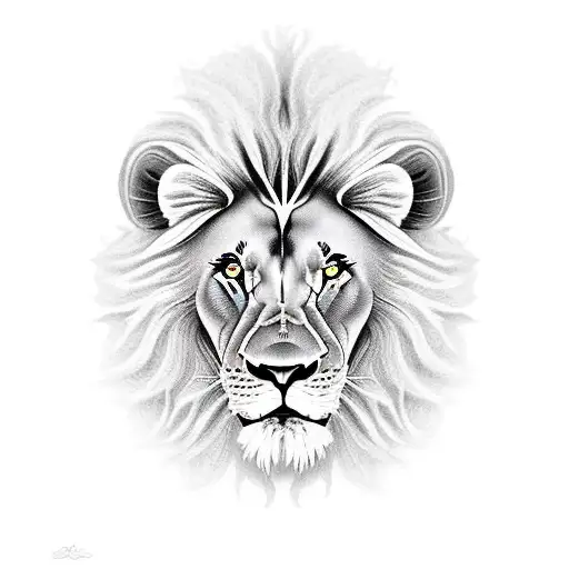 Lion With Four Black Roses