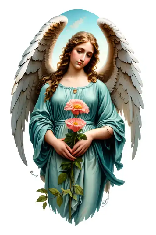 Angel Holding Flower
