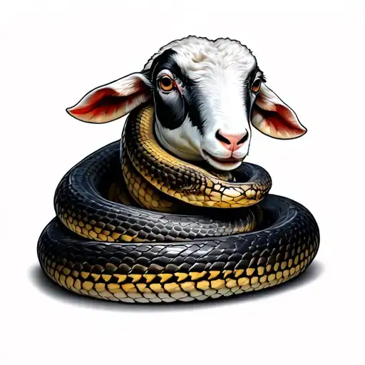 Snake Coiled Around Sheep Body