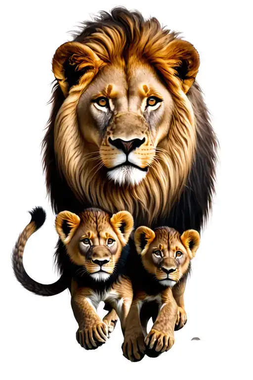 Lion And Two Cubs