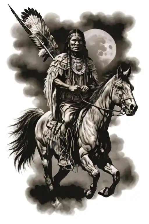 Native American Riding Horseback