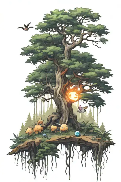 Realistic Forest With Pokemon In The Forest