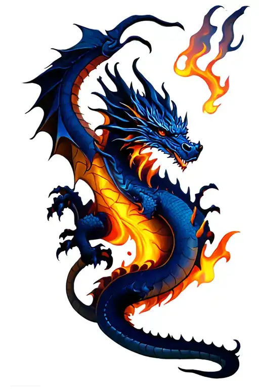High Definition Dragon With Flames