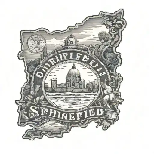 O With Ohio Outline In The Middle With Springfield Shown In The Ohio