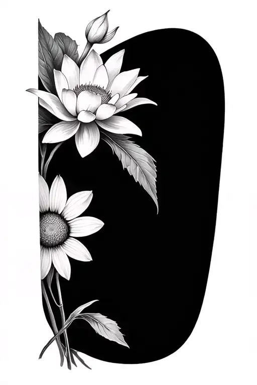 Around Forearm Tattoo With Lotus Flower And Daisy Flowers For Men