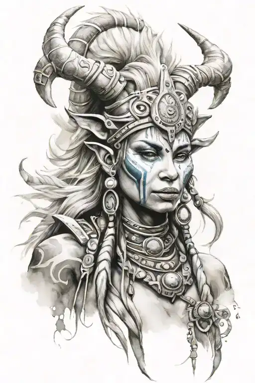 Draenei Shaman Totem On Watercolor