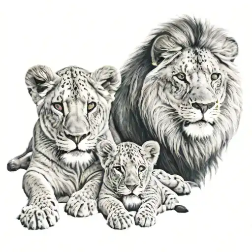 Lion With Cub Faces