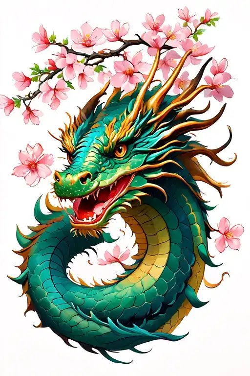 Dragon With Cherry Blossom