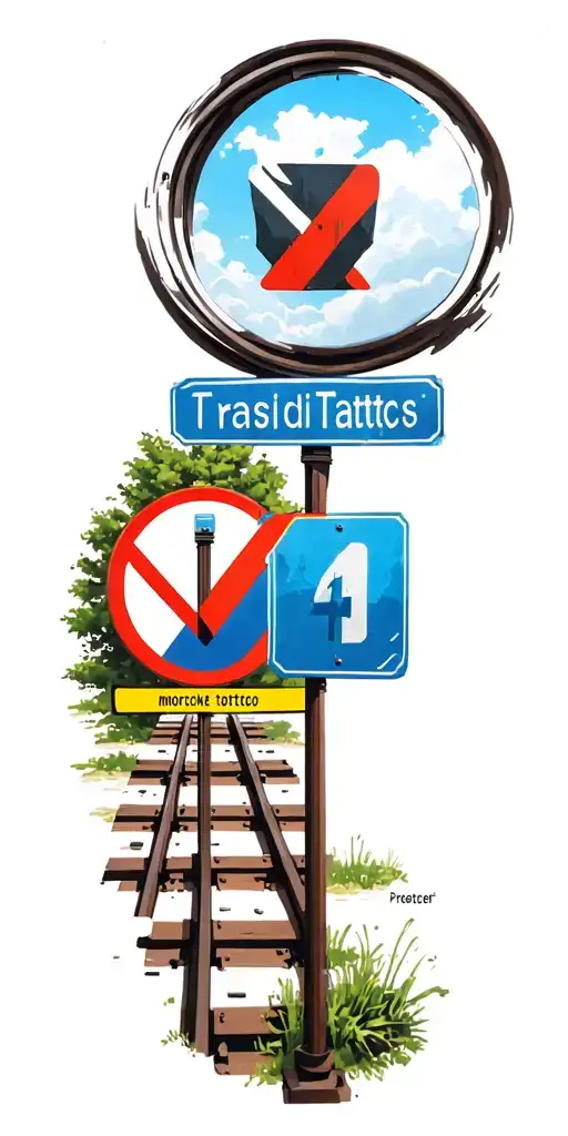 Train Tracks With Street Signs