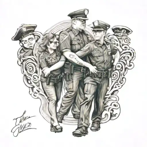 Police Officer Tattoo Featuring My Family Holding Hands