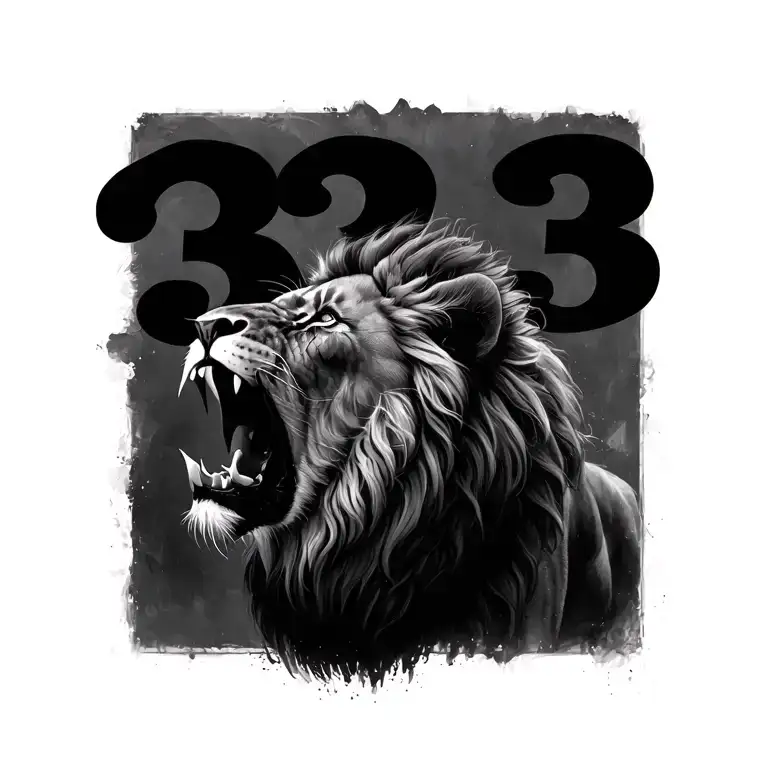 The Number 333 And A Lion Roaring