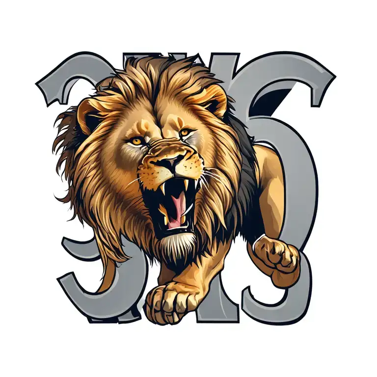 The Number 333 And A Lion Roaring