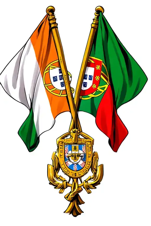 Irish And Portuguese Flags Crossed