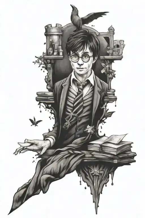 Harry Potter Inspired Tattoo Featuring Mischief Managed And Footprints