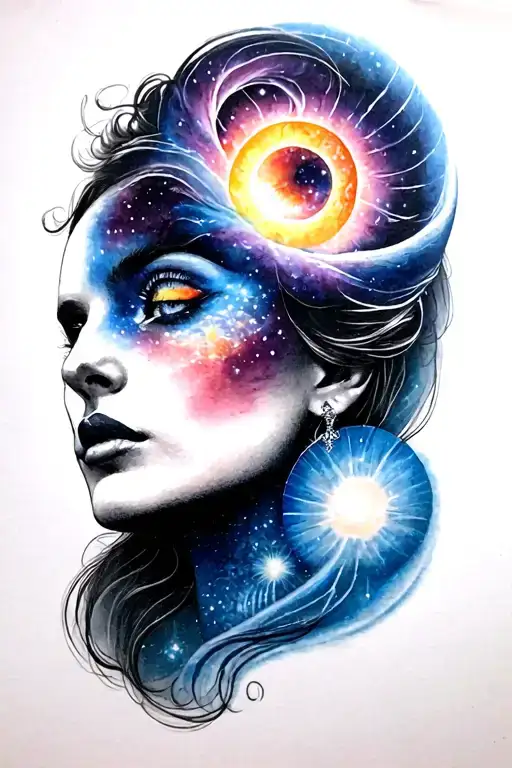 Surrealism Lady Face Cosmic