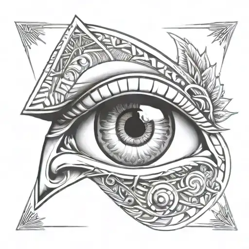 Eye Of Horus Portrait Looking With Triangle And Circle