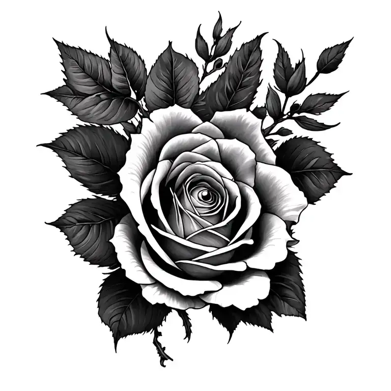 Eyelet And Rose Tattoo Design Combining
