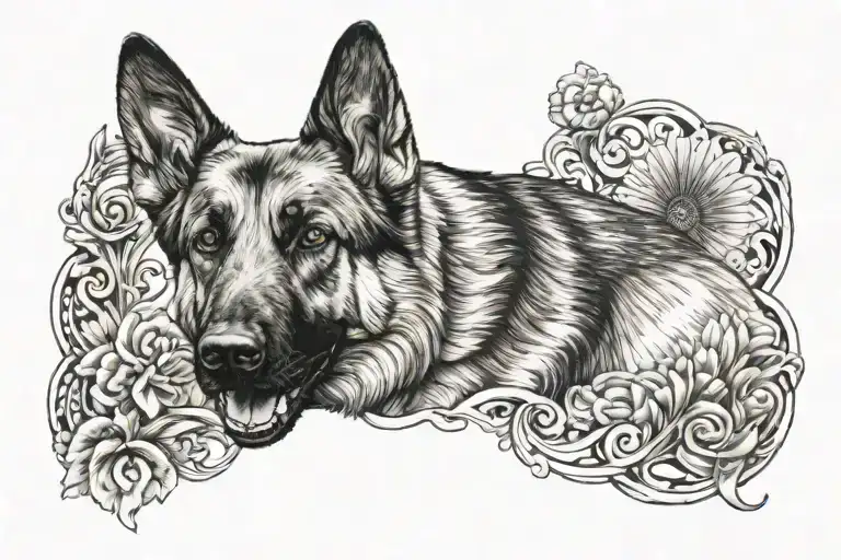 German Shepherd Dog Wearing